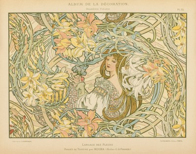 書籍『装飾アルバム』より「花言葉」(pl.35)  1900年　リトグラフ/紙