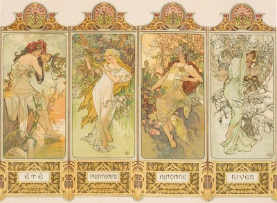 連作装飾パネル「四季：春、夏、秋、冬」 1896年　リトグラフ／紙