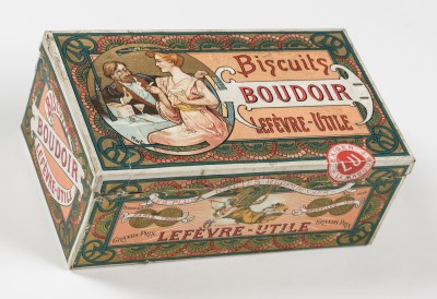 ルフェーヴル＝ウティール社ビスケット（ブドワール）缶のパッケージ 1900年　リトグラフ／金属、紙